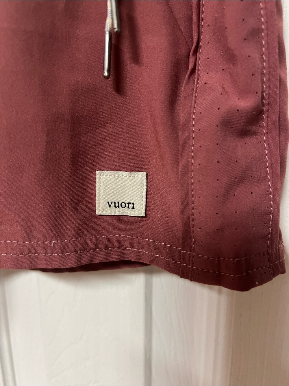 Vuori Women's Athletic Shorts Burgundy - Picture 2 of 5